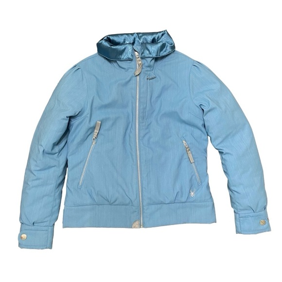 Spyder Down Jacket Ski Blue Denim Full Zip Size Medium - Picture 2 of 13